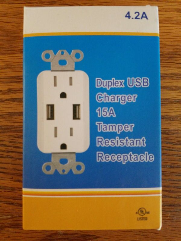 Photo 1 of NEW! - Dual USB Wall Outlet Charger Port Socket with 15A Electrical Receptacles