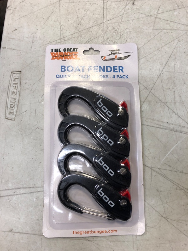 Photo 2 of The Great Bungee - Adjustable Boat Fender Clips - Boat Fender Clips For Rail - Quick Attach Hooks For Fenders - Boat Fender Holders - Bumper Hangers For Boat/Pontoon - Boat Fender Accessories - 4 Pack
