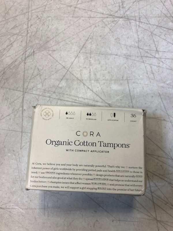 Photo 2 of Cora Organic Applicator Tampons | Light/Regular Absorbency | 100% Cotton Core, Unscented, BPA-Free Compact Applicator | Leak Protection, Easy Insertion, Non-Toxic (36 Tampons)