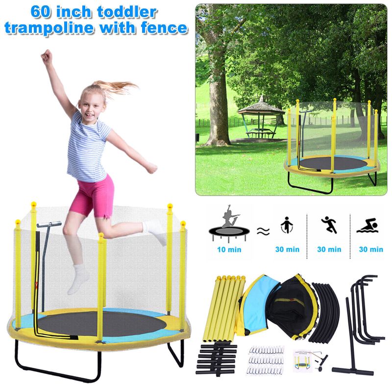 Photo 1 of 5ft--Garden park kids outdoor trampoline with enclosures mini trampoline toys
