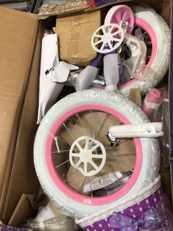 Photo 2 of JOYSTAR Petal Girls Bike for Toddlers and Kids, 12 14 16 20 Kids Bike with Basket for Age 2-12 Years Old Girls, Children's Bicycle, Pink Purple
