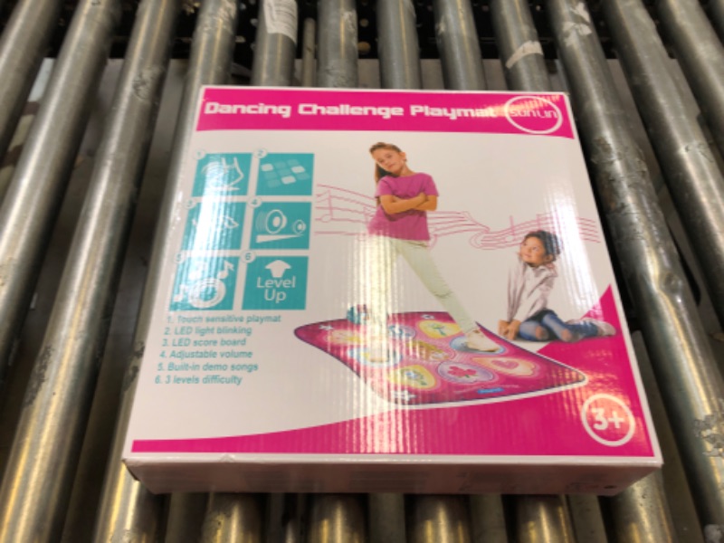Photo 1 of SUNLIN Dance Mat - Dance Mixer Rhythm Step Play Mat - Dance Game Toy Gift for Kids Girls Boys - Dance Pad with LED Lights, Adjustable Volume, Built-in Music, 3 Challenge Levels (35.4"X36.6")
OPEN BOX ITEM 