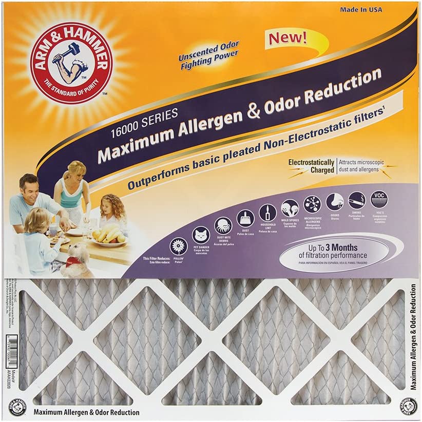 Photo 1 of 20x20x1 (19.75 x 19.75) ARM & HAMMER Maximum 16000 MERV 11 Allergen Air Filter Pl Odor Reduction