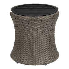 Photo 1 of 20.08 in. Fairlane Black Wicker Outdoor Side Table
