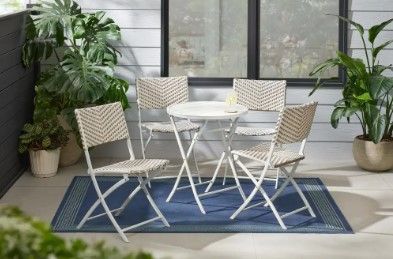 Photo 1 of (1-Piece) Mix and Match Steel Wicker Folding Serena Chevron Outdoor Dining Chair 