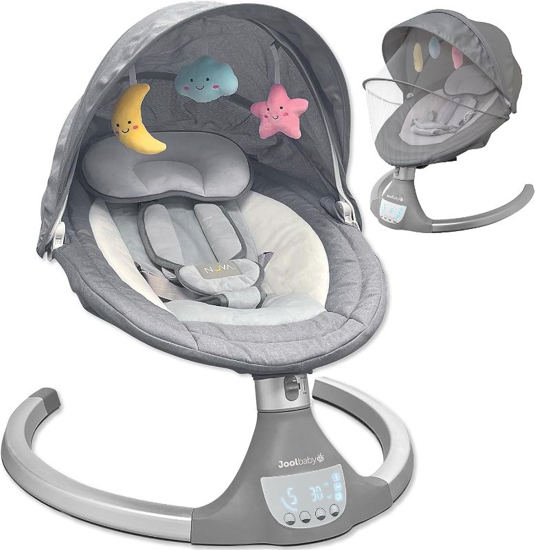 Photo 1 of *SIMILAR ITEM***Nova Baby Swing for Infants - Motorized Bluetooth Swing, Music Speaker with 10 Preset Lullabies, Remote Control, Gray - Jool Baby
