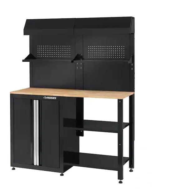 Photo 1 of 6-Piece Ready-to-Assemble Steel Garage Workstation in Black (53 in. W x 69.5 in. H x 19.5 in. D)
