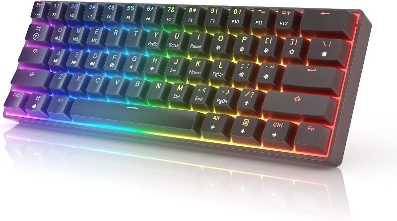 Photo 1 of HK GAMING GK61 Mechanical Gaming Keyboard - 61 Keys Multi Color RGB Illuminated LED Backlit Wired Programmable for PC/Mac Gamer (Gateron Optical Yellow, Black)
