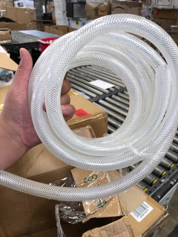 Photo 2 of 1/2" ID x 3/4" OD - 10 Ft High Pressure Braided Clear PVC Vinyl Tubing Flexible Vinyl Tube, Heavy Duty Reinforced Vinyl Hose Tubing, BPA Free and Non Toxic 1/2" I.D. 10 Feet