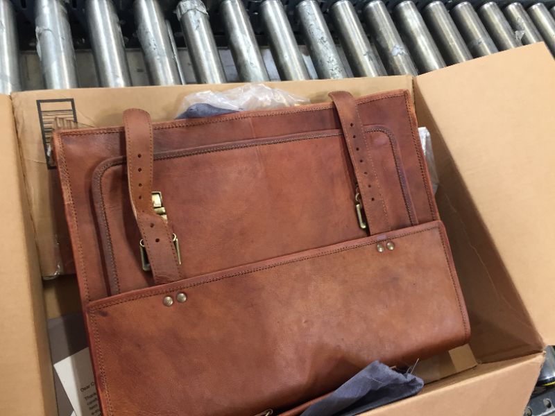 Photo 1 of Komal's Passion Leather Briefcase for Men and Women 18 inch Handmade Leather Messenger Bag for Laptop Best Computer Satchel Distressed Bag (Single Pocket)
