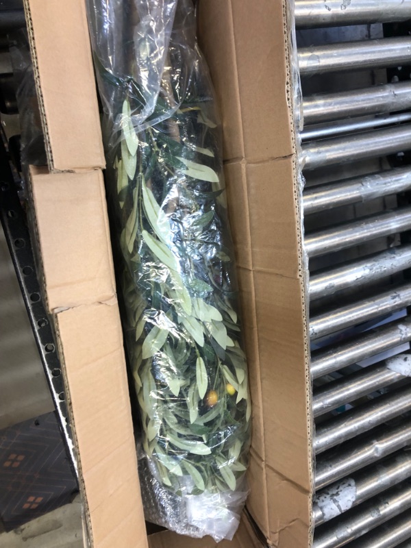 Photo 1 of Kazeila Artificial Olive Tree 5FT Tall Faux Silk Plant for Home Office Decor Indoor Fake Potted Tree with Wood Branches and Fruits, 2 Pack 2 5ft