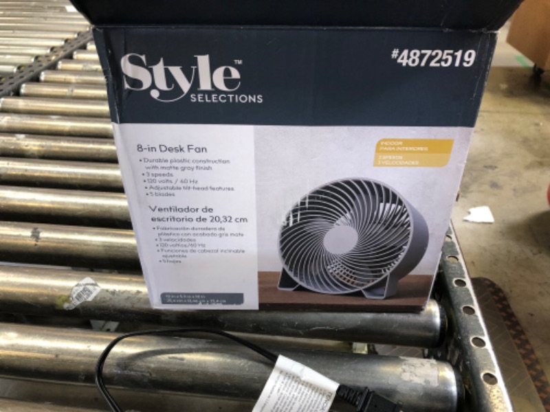 Photo 2 of Style Selections 8-in 3-Speed Indoor Gray Desk Fan