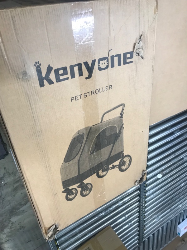 Photo 2 of Dog Stroller for Medium Large Dogs - Kenyone Foldable Jogger 4 Wheels Pet Stroller with Adjustable Handle, Back/Front Entry, Breathable Mesh, Big Capacity Up to 140 lbs