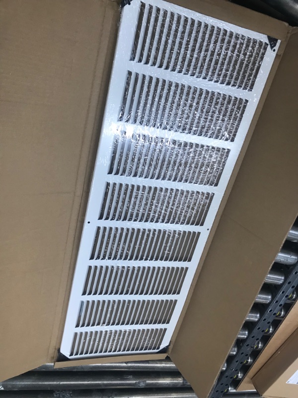 Photo 2 of 32"W x 10"H [Duct Opening Measurements] Steel Return Air Grille (HD Series) Vent Cover Grill for Sidewall and Ceiling, White | Outer Dimensions: 33.75"W X 11.75"H for 32x10 Duct Opening Duct Opening Size: 32"x10"