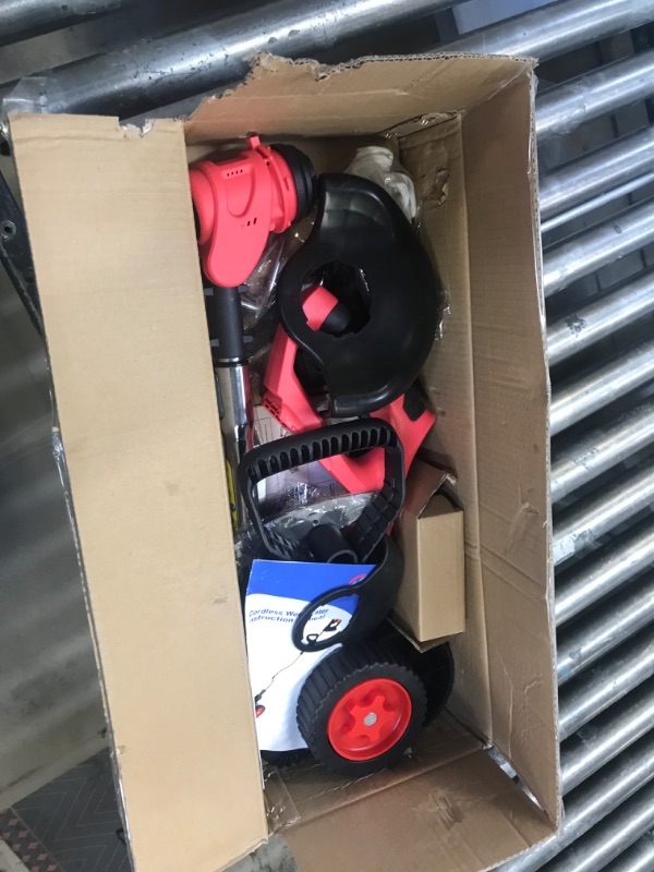 Photo 1 of 21V Weed Wacker Electric Weed Eater Battery Powered, 3 in 1 Edger Lawn Tool, Lawn Edger Brush Cutter String Trimmer for Garden Yard, Cordless Weedeater with Blades and Weed Wacker String, Red