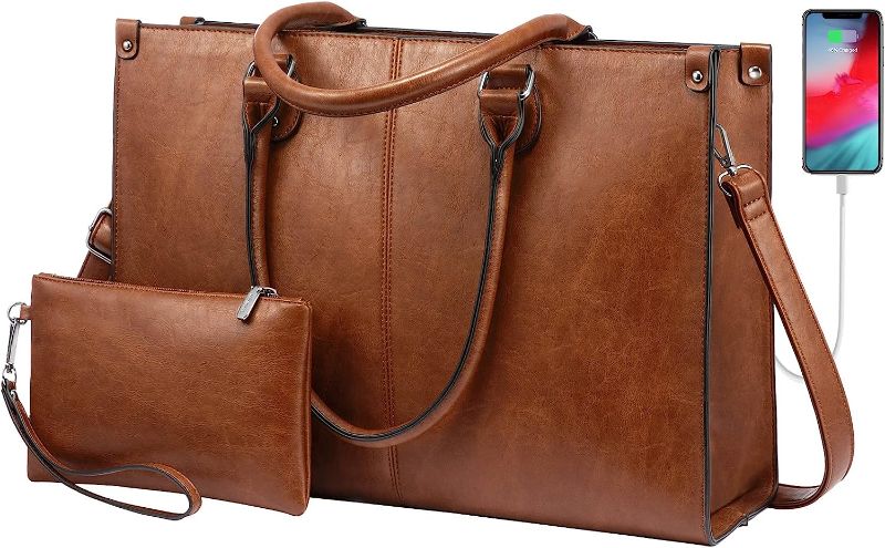 Photo 1 of ****SIMILAR ITEM*****LOVEVOOK Laptop Bag for Women, 15.6 inch Laptop Tote Work Bags with USB Charging Port, Vintage Leather Computer Bag
