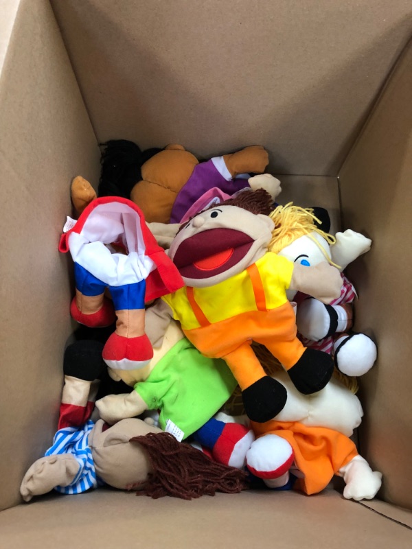 Photo 2 of 8 Hand Puppets for Kids, Multicultural Puppets with Movable Mouth (8 Pack) Bulk Soft Plush Puppets, School Home Puppet Theater Shows Toys, Teachers Classroom Supplies
