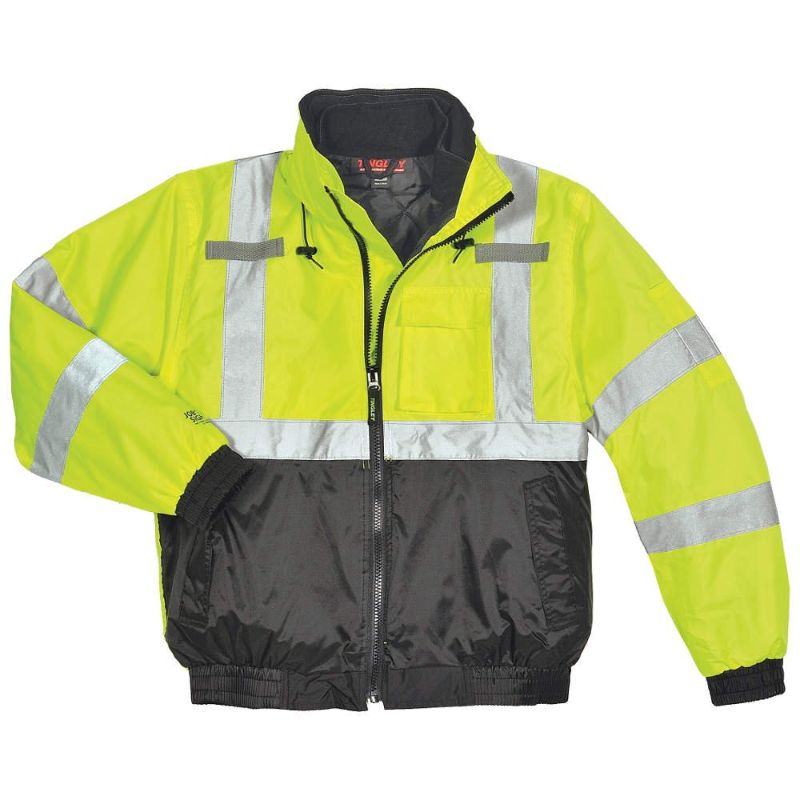 Photo 1 of Hi-vis Bomber Jacket, Insltd, Lime/Blk, SMALL
