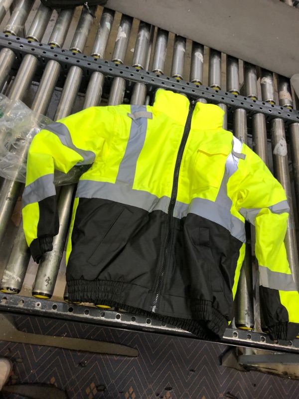 Photo 2 of Hi-vis Bomber Jacket, Insltd, Lime/Blk, SMALL
