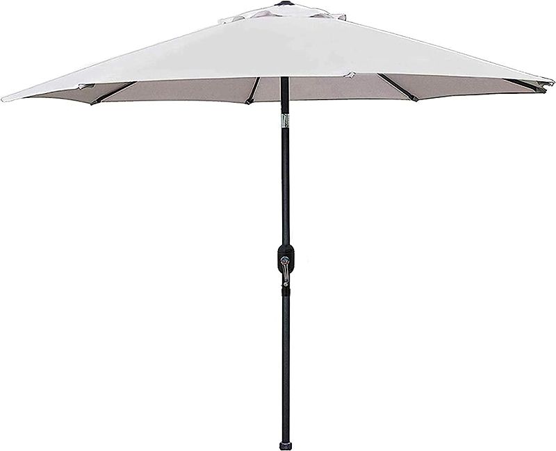 Photo 1 of 
Blissun 9' Outdoor Aluminum Patio Umbrella, Striped Patio Umbrella, Market Striped Umbrella with Push Button Tilt and Crank (Grey)
