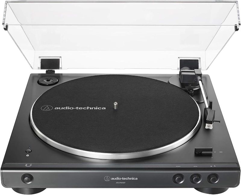 Photo 1 of Audio-Technica AT-LP60XBT-BK Fully Automatic Bluetooth Belt-Drive Stereo Turntable, Black, Hi-Fi, 2 Speed, Dust Cover, Anti-Resonance, Die-cast Aluminum Platter
