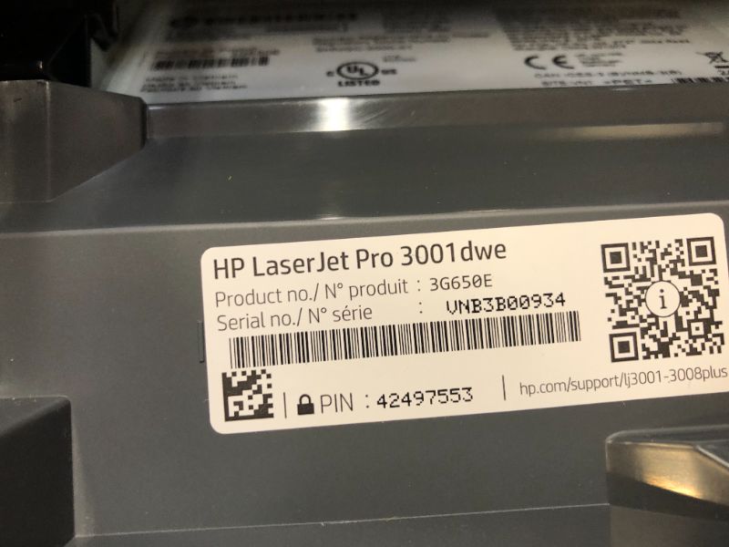 Photo 4 of HP LaserJet Pro 3001dwe Wireless Black & White Monochrome Printer