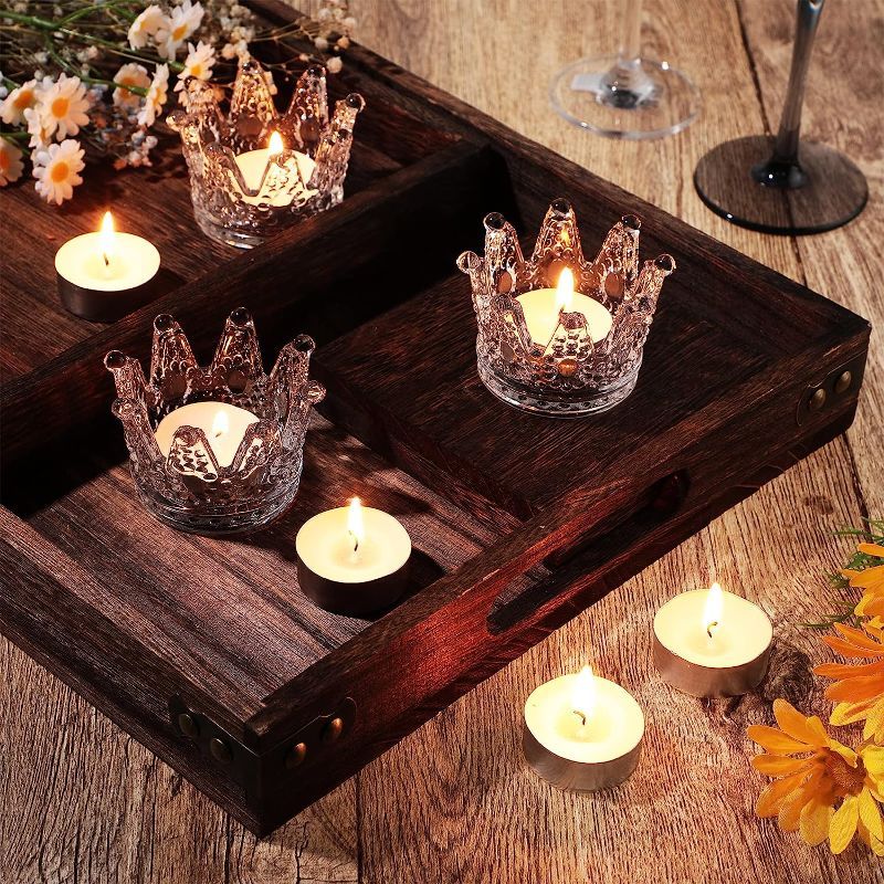 Photo 1 of  6 piece Crown Glass Tealight Candle Holder Home Decor 