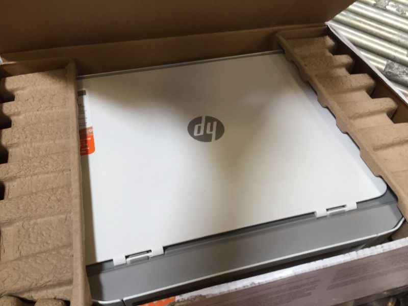 Photo 1 of HP DeskJet 2755e Wireless Color All-in-One Printer with bonus 6 months Instant Ink (26K67A), white