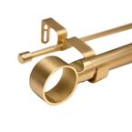 Photo 1 of 66 in. - 120 in. Adjustable Metal Double Curtain Rod in Gold with Ring Finial
