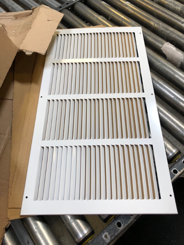 Photo 2 of 24"w X 12"h Steel Return Air Grilles - Sidewall and Ceiling - HVAC Duct Cover - White [Outer Dimensions: 25.75"w X 13.75"h] 24 X 12 White