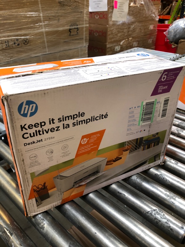 Photo 6 of HP DeskJet 2755e Wireless Color All-in-One Printer with bonus 6 months Instant Ink (26K67A), white