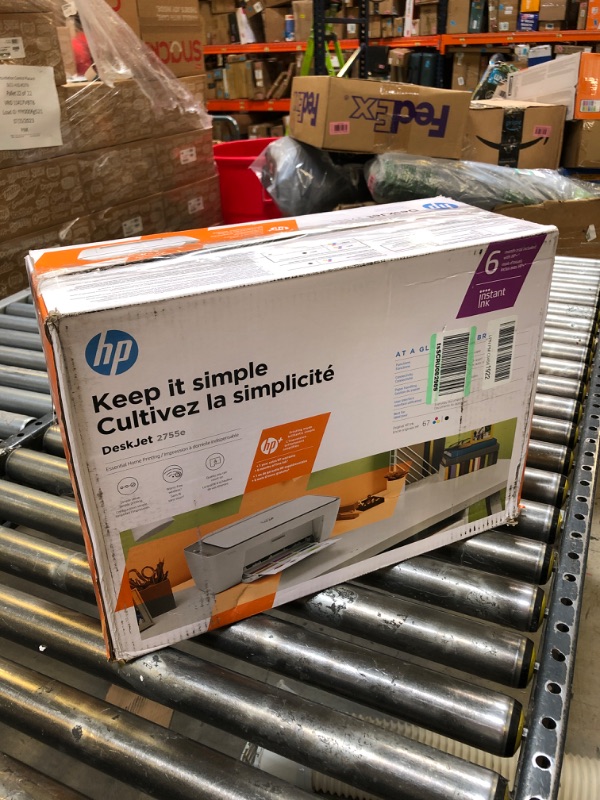 Photo 6 of HP DeskJet 2755e Wireless Color All-in-One Printer with bonus 6 months Instant Ink (26K67A), white