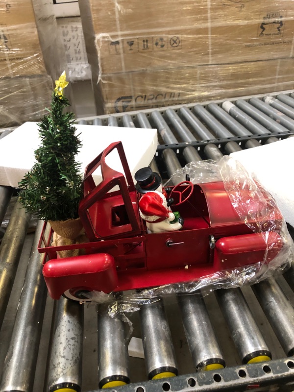 Photo 3 of 17.32"x9.05"x9.05"Vintage Red Truck Christmas Decor Indoor Farmhouse Planter Truck Metal Decor w/ Led String Lights,YXTECH Christmas Tree Ornaments Larger Fall Truck Christmas Centerpieces for Tables