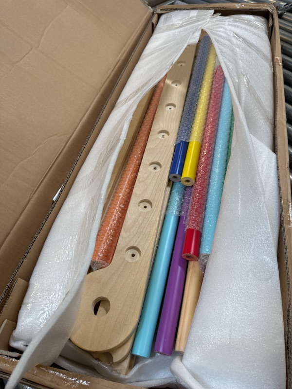 Photo 1 of YOLEO Pikler Triangle Ramp Toddler, 3 in 1 Foldable Climbing Triangle with Thicker Ramp for Climb and Slide, Wooden Climber Set, Sturdy Montessori Toddler Climbing Toys Outdoor Indoor, Rainbow Climbing Triangle with Slide