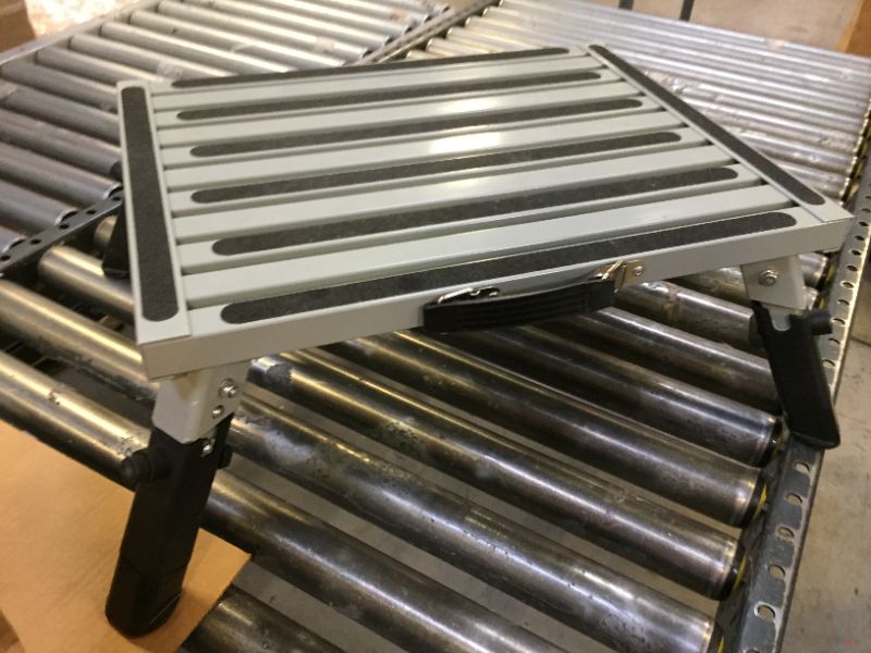Photo 1 of Safety RV Steps, Yagud Height Adjustable Folding Platform Step with 17" X 12" Anti-Slip Surface, Rubber Feet, Handle, Reflective Strips, and T Level, Aluminum RV Step Stool Supports Up to 1000lbs