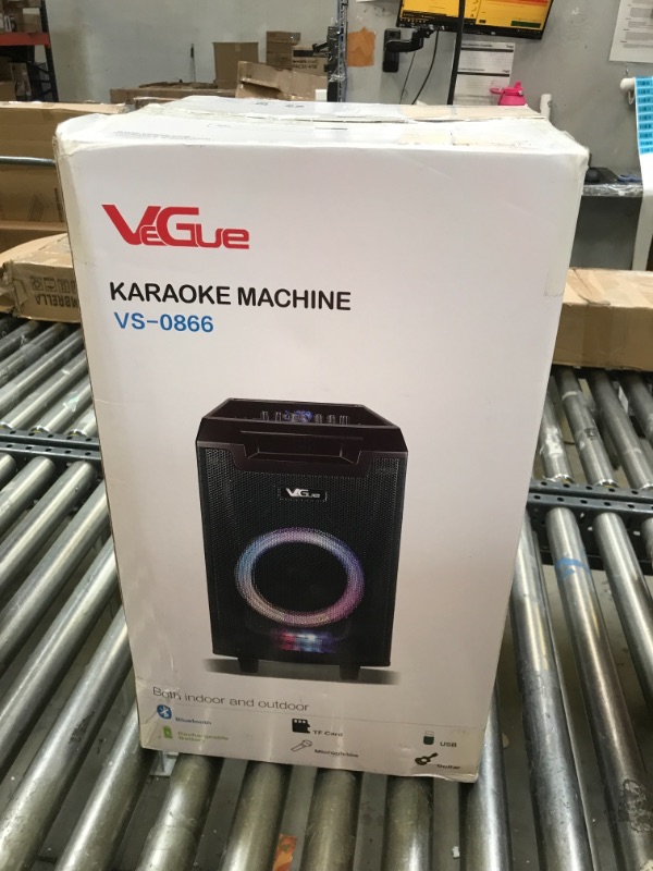 Photo 2 of VeGue Karaoke Machine, Bluetooth Speaker PA System for Adults & Kids with 2 Wireless Microphones, 8'' Subwoofer, Wireless Singing Machine for Christmas Party, Wedding, Gathering(VS-0866)