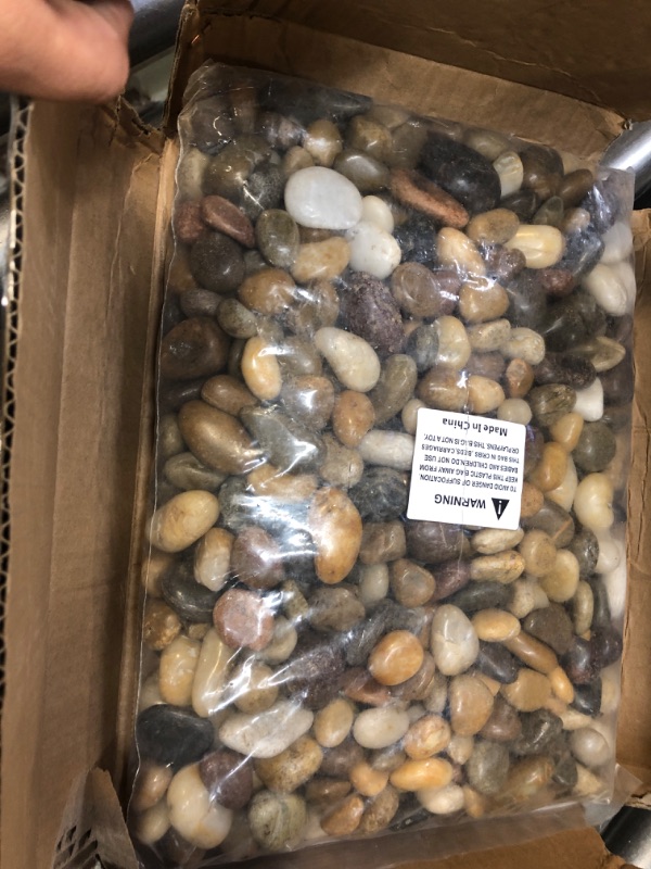 Photo 3 of 18 Pounds Pebbles Aquarium Gravel River Rock, Natural Polished Decorative Gravel, Polished Pebbles,Garden Ornamental River Pebbles Rocks, Mixed Color Stones for Landscaping Vase Fillers (18.3) 18.3 Pounds