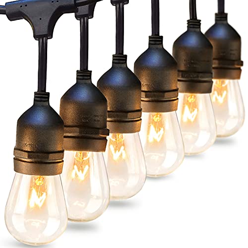 Photo 1 of 48ft Outdoor String Lights Commercial Grade Strand 32 Edison Vintage Bulbs 30 Hanging Sockets