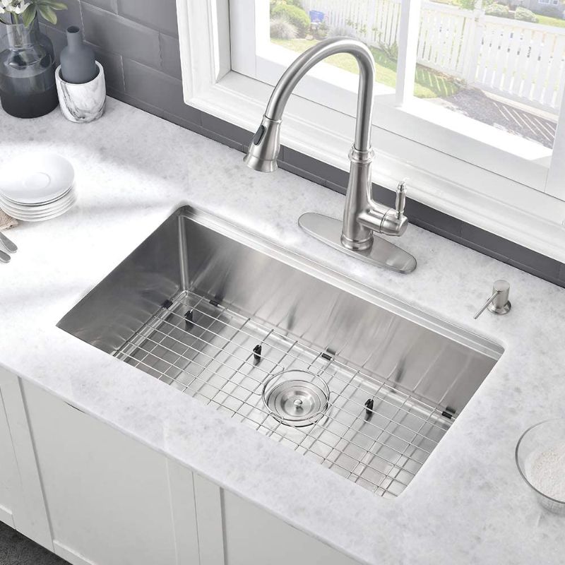 Photo 1 of 32 Stainless Steel Undermount Kitchen Sink Workstation - VASOYO 32x19 Inch Undermount Workstation Kitchen Sink 16 Gauge 10 Inch Deep Stainless Steel Single Bowl Kitchen Sink with Cutting Board
