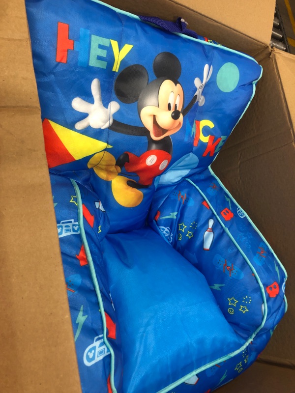 Photo 3 of Idea Nuova Disney Mickey Mouse Kids Nylon Bean Bag Chair with Piping & Top Carry Handle, Large
