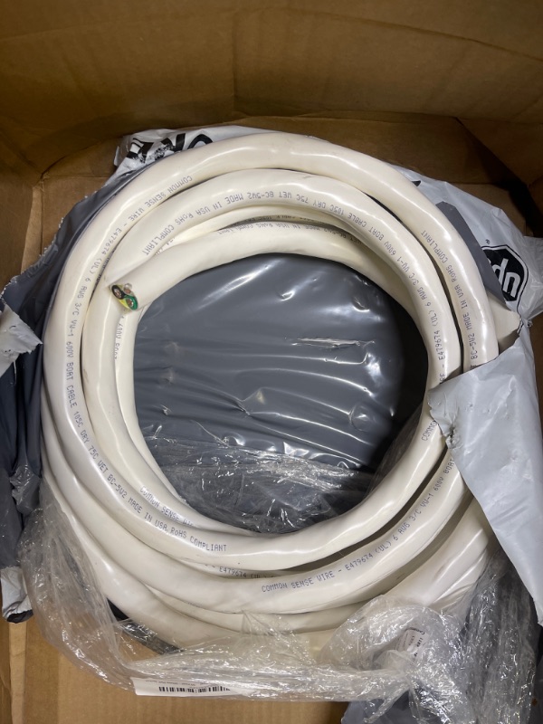 Photo 2 of 6/3 AWG UL 1426 (The Real Thing) Triplex Round Marine Wire - Tinned Copper Boat Cable - 30 Feet - White PVC Jacket
