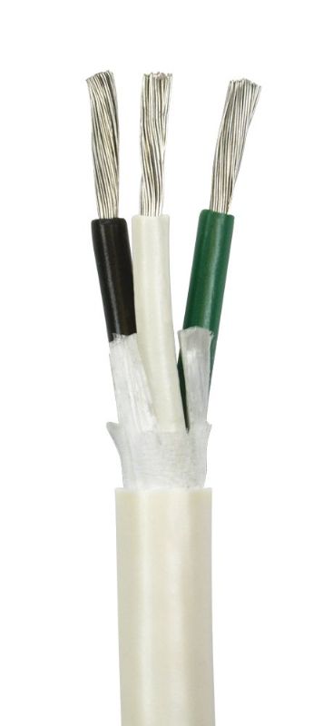 Photo 1 of 6/3 AWG UL 1426 (The Real Thing) Triplex Round Marine Wire - Tinned Copper Boat Cable - 30 Feet - White PVC Jacket
