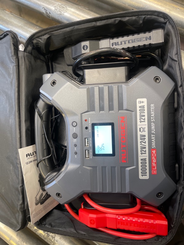 Photo 2 of AUTOGEN 12V & 24V Jump Starter *MINOR USE, TURNS ON*10000Amp Lithium Iron Phosphate (LiFePO4) Battery, Booster Jumper Box with Smart LED Screen Built-in LED Light
