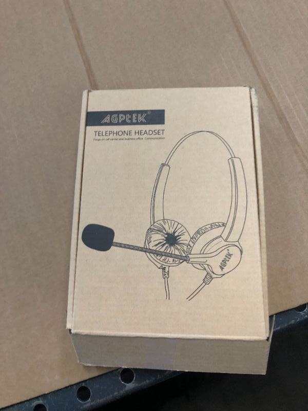 Photo 2 of AGPTEK Hands-Free Call Center Noise Cancelling Corded Binaural Headset Headphone with 4-Pin RJ9 Crystal Head and Mic Microphone for Desk Phone - Telephone Counselling Services, Insurance, Hospitals 4-Pin RJ9 Binaural Headset