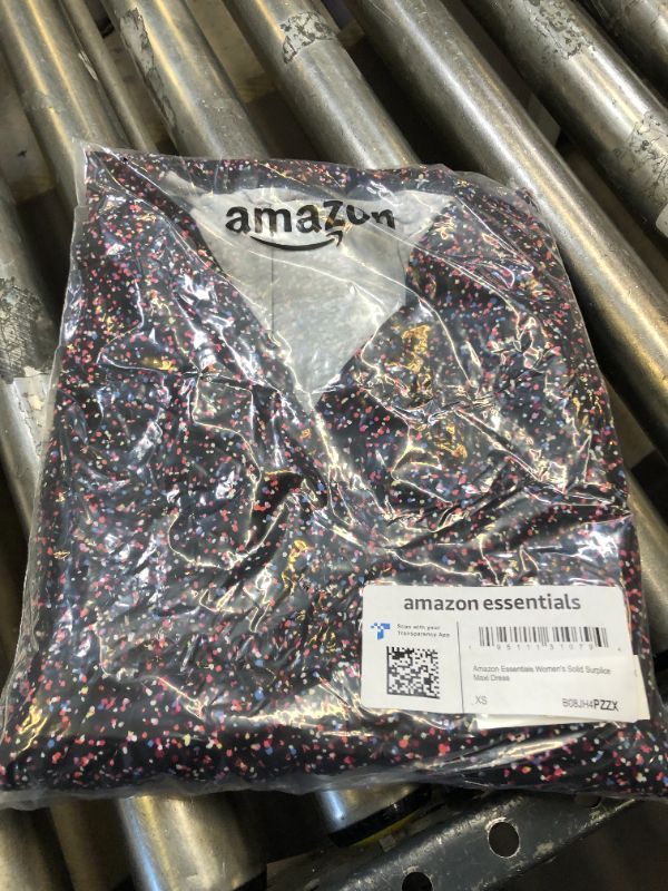Photo 2 of Amazon Essentials Women's Waisted Maxi Dress Rayon Blend Black, Confetti X-Small