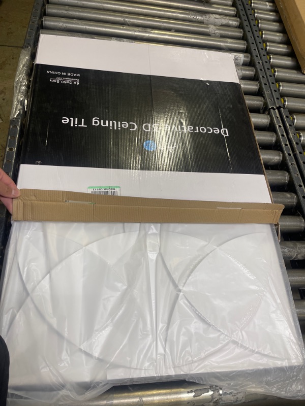 Photo 1 of Art3d Decorative Ceiling Tile 2x2 Glue up, Suspended Ceiling Tile Pack of 12pcs White Floral 12 White