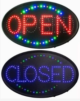 Photo 1 of GPC Inc. - 23"x14" Large Jumbo Size LED Open Closed Sign with Business Hours Sign Ultra-Bright Electronic Advertisement Display Window, Bar, Shop, Hotel, Storefront, Barbershop