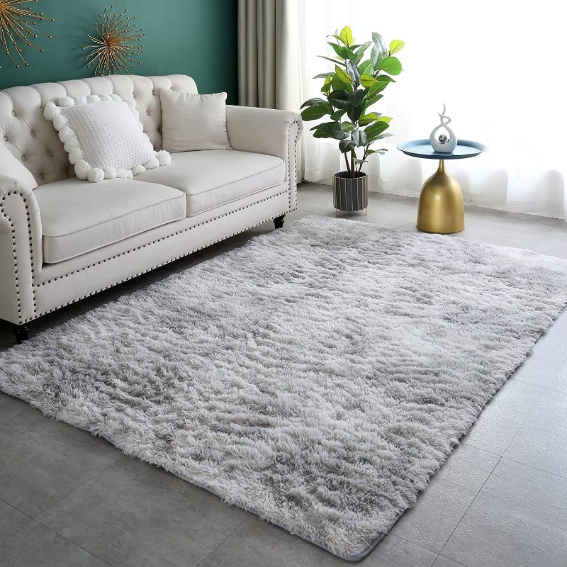 Photo 1 of Aternoon 5.3 x 7.5 Feet Shag Area Rugs, Super Soft Fluffy Shaggy Rug Floor Carpet for Living Room, Children Bedroom, Nursery Play Room, Home Decor, 5x8 5x8 Feet Light Grey