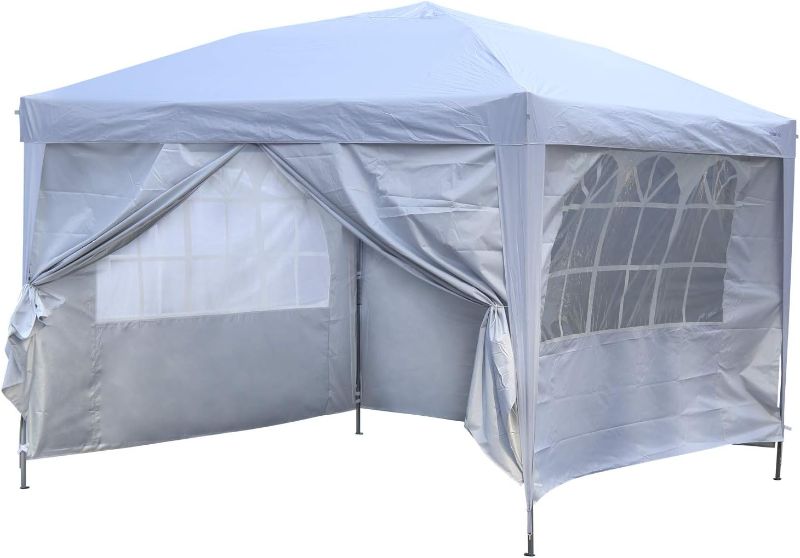 Photo 1 of 10x10 Pop up Canopy Party Tent Instant Gazebos with 4 Removable Sidewalls White
