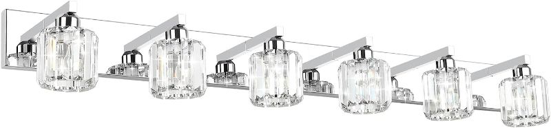 Photo 1 of Aipsun Bathroom Vanity Light Crystal Vanity Lighting Fixtures 6 Lights Chrome Vanity Light for Bathroom (Exclude Bulb)
